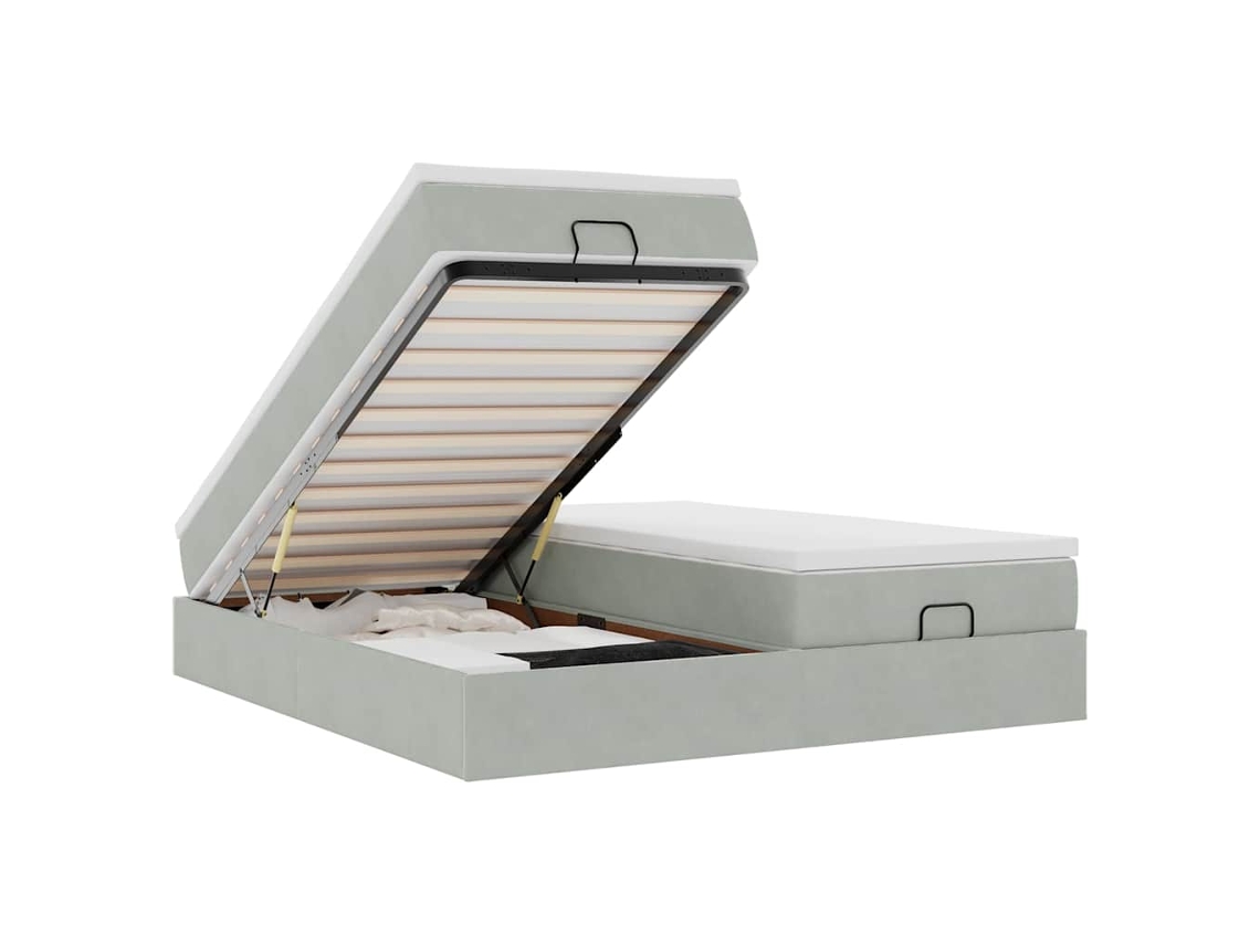Ottoman Bed, Ottoman Beds Vidaxl Cinzeto Veludo (200 X 200 Cm)