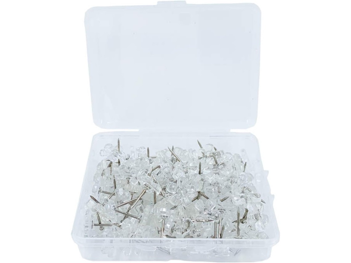 100 alfinetes transparentes para caixas de avisos, cortiça tachinhas para exibir avisos, fotos e boletins.