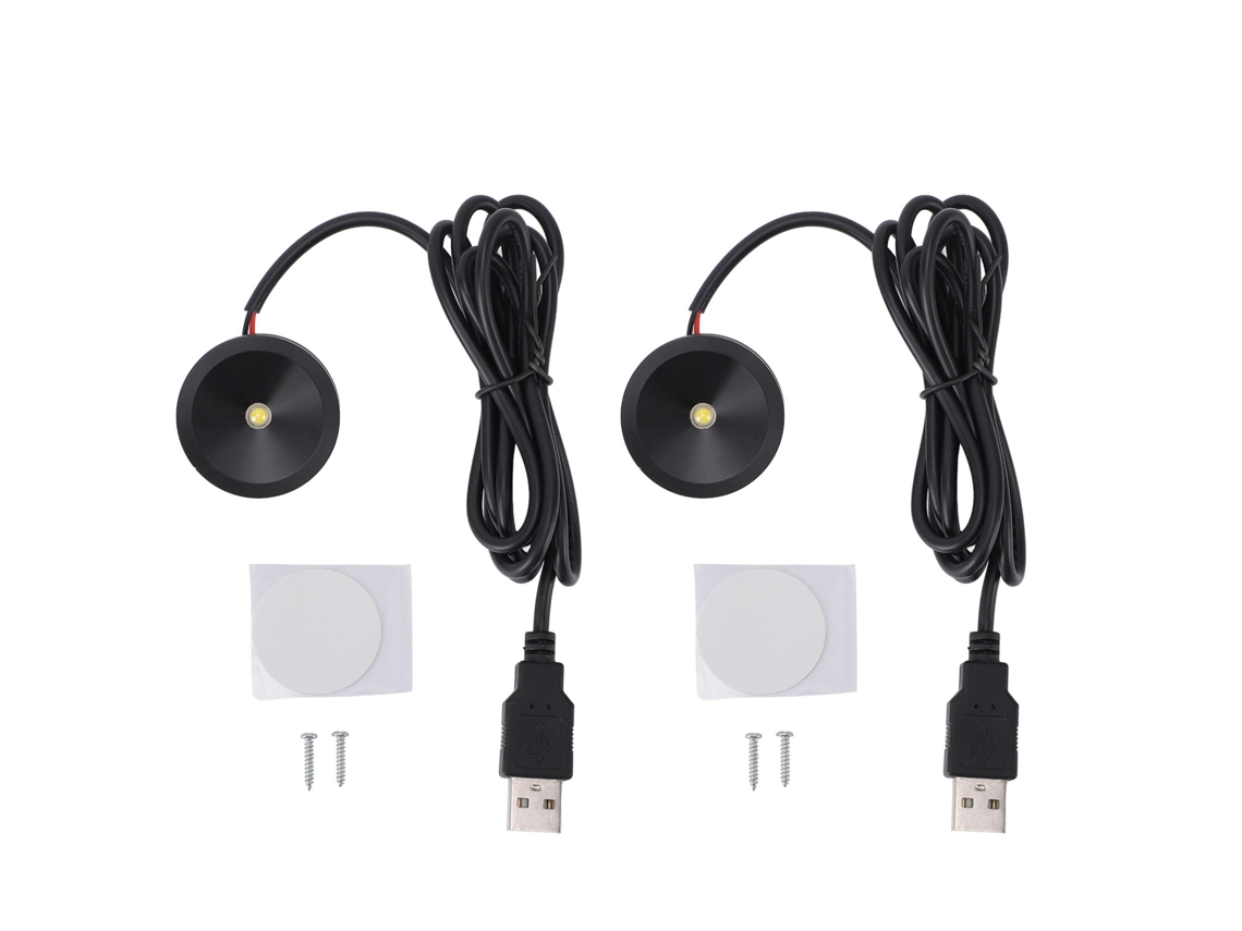2pcs Mini Spot Led Indoor Alumínio USB 5v Luz de Acento para Quadros Joias Vitrines | S/MARCA