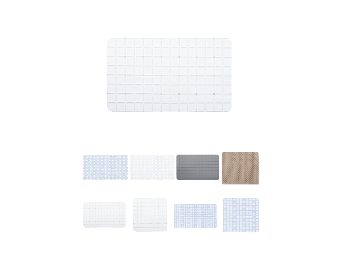 Alfombra De Baño Antideslizante Suave Y Acolchada - Estera Resistente Con Ventosas Para El Baño O Ducha Blanco - Cuadrado 68x36 Cm
