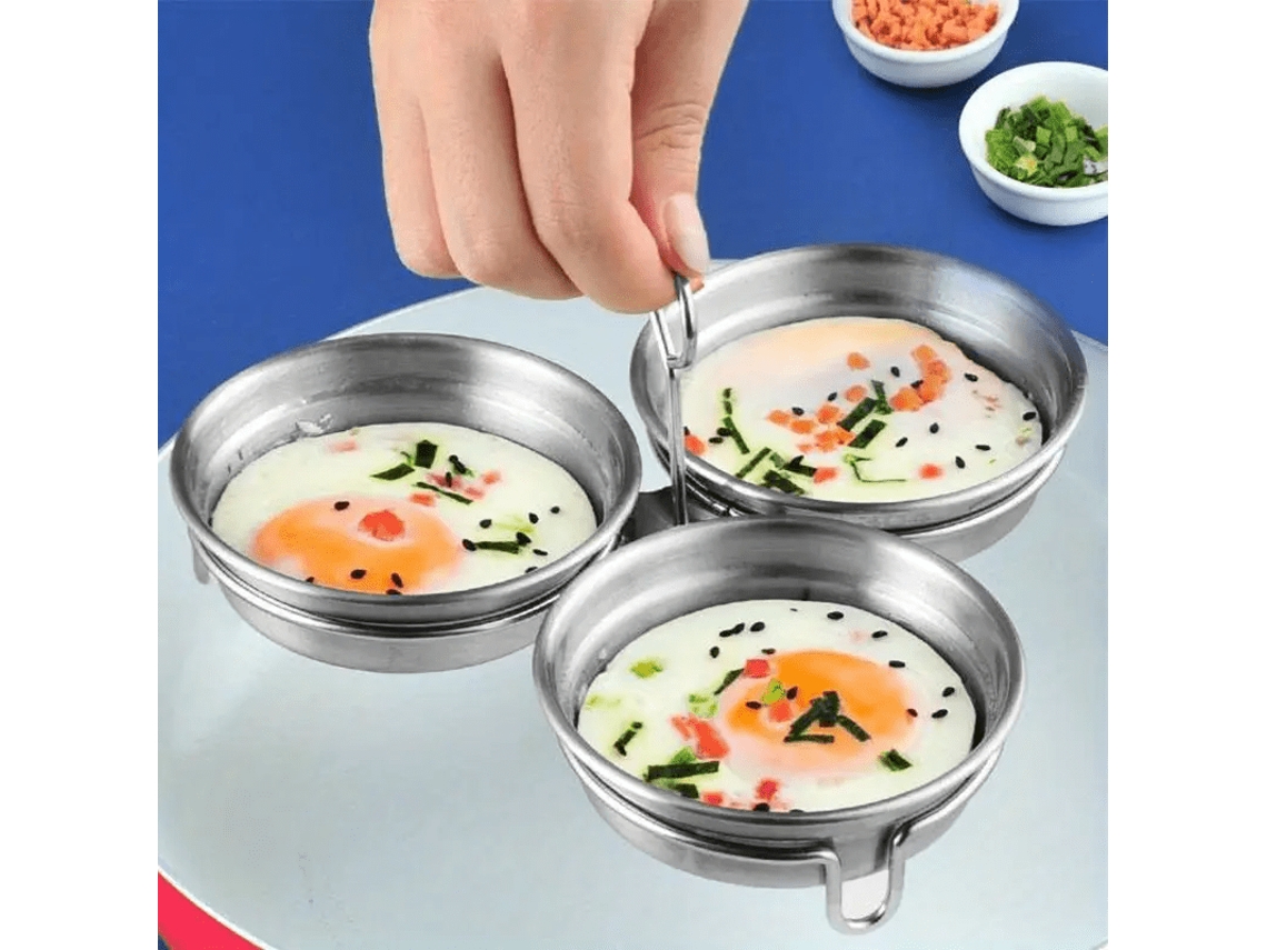 Cozinhador De Ovos Em Aço Inoxidável, 1 Grelha Com 3 Bandejas Para Ovos Cozidos E Pochês, Ideal Para O Café Da Manhã