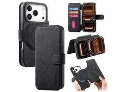 Capa Carteira Caseneo Mw-03 Para Iphone 17 Pro Max Em Couro Sintético - Preta