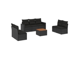 Conjunto de 8 Sofás de Jardim com Almofadões Vime Pe Preto MAISON EXCLUSIVE (8 pcs)
