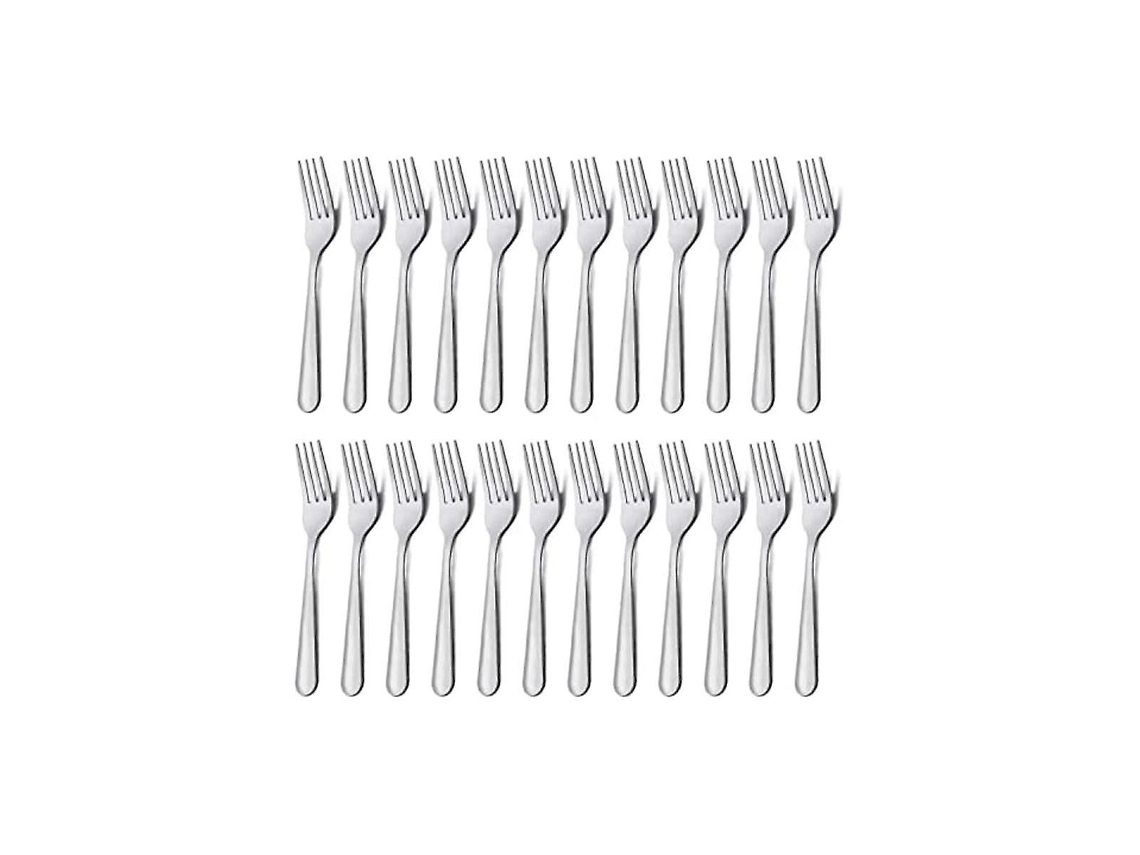 Set de 24 Tenedores de Cena de Acero Inoxidable Plateado, 18 Cm, para Bodas, Fiestas Y Uso Diario Plateado