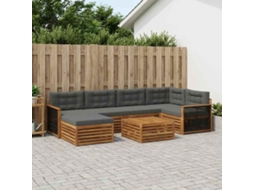 Vidaxl Conjunto De Sofás Para Exterior 7 Unid. Natural E Antracite