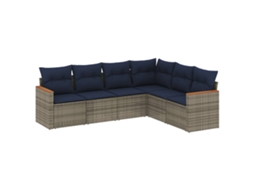 Conjunto de Sofá de Jardim, 6 Peças, Almofadas, Rattan Cinza MAISON EXCLUSIVE