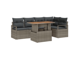 Conjunto 6 Conjunto De Móveis Para Exterior Vidaxl Cinzento Vime Pe (100 X 55 X 73 Cm)