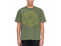 Rockinstone Harry Potter Minimalist Mascot Slytherin Outline Military Green T-shirt Size:l