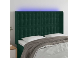 Vidaxl Cabeceira De Cama C/ Led Veludo 147x16x118/128 Cm Verde-escuro
