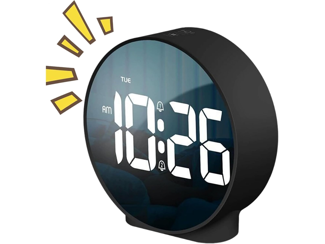 Relógio Despertador Moderno Com Espelho Decorativo | Decoração De Mesa Com Visor