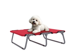 Cama Dobrável Pequena para Uso Interno e Externo, Cama Elevada, Aço e Tecido Oxford, 71x58x20 Cm, Vermelho Ge