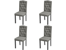 Vidaxl Cadeiras De Jantar 4 Pcs Tecido Cinzento