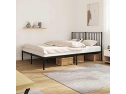 Vidaxl Estrutura De Cama Com Cabeceira 160x200 Cm Metal Preto