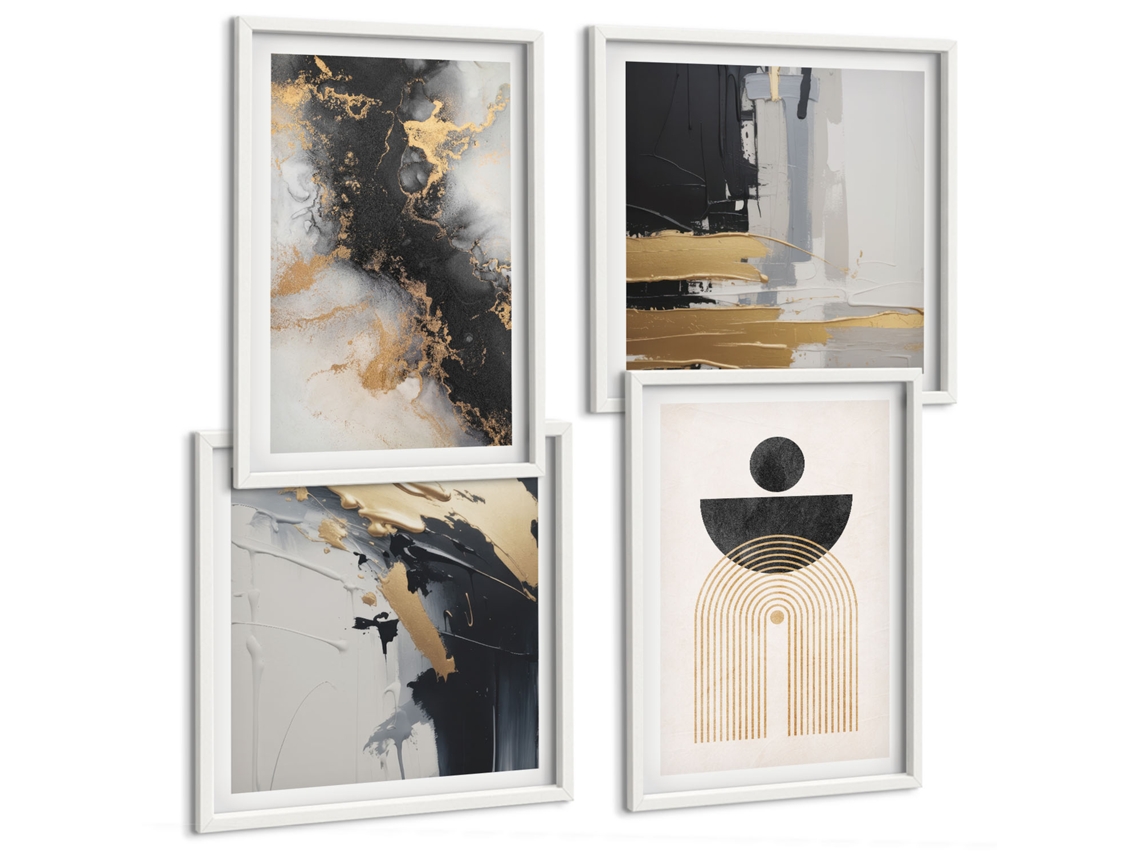 Composição De Quadros Composições Abstratas Modernas Espelharte (4 Peças)