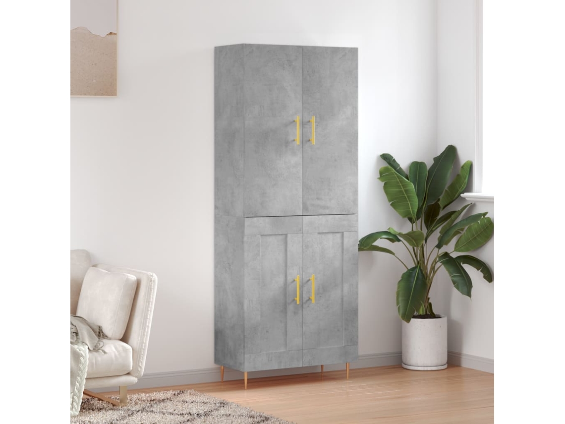 Vidaxl Armário Alto 69,5x34x180 Cm Derivados De Madeira Cinza Cimento