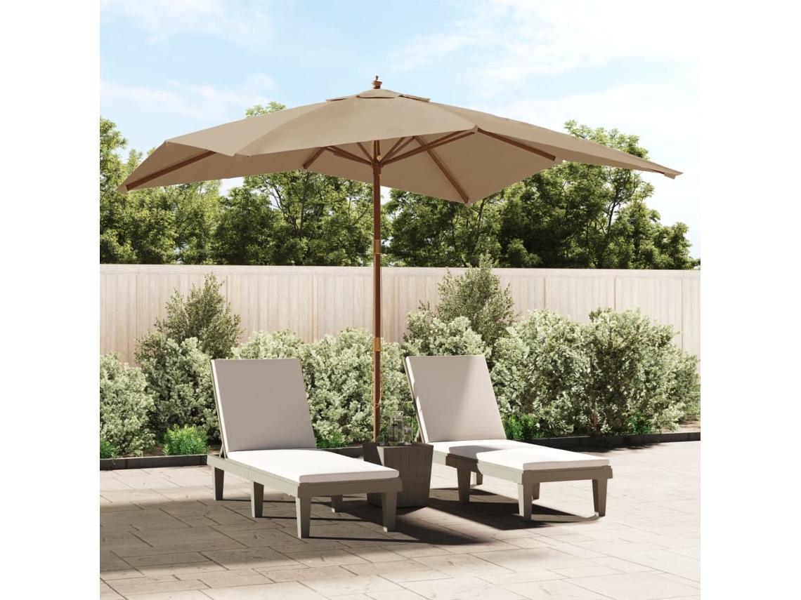 Vidaxl Guarda-sol De Jardim Com Poste De Madeira Cinzento-acastanhado