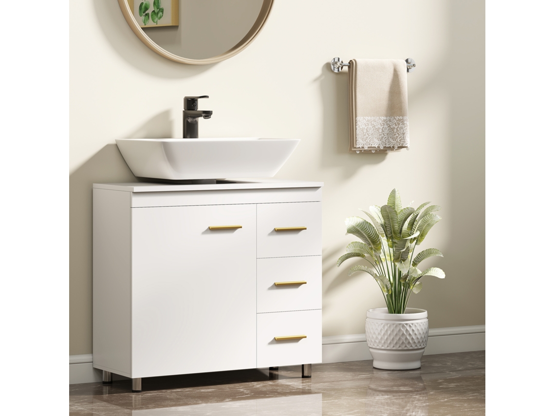 Bathroom Base Cabinet 3 Tier Design Mdf Chipboard White