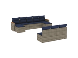 Conjunto de Sofá de Jardim, 10 Peças, Almofadas, Rattan Cinza MAISON EXCLUSIVE