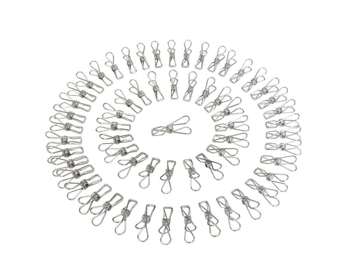 2026 pinzas de Ropa de Acero Inoxidable 100 Piezas, Antirroto, Multifuncional, 4.5x1.3 Cm