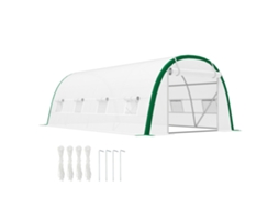 Estufa de jardim de 18m², 6x3x2m, com 8 janelas, porta zip, aço galvanizado, lona branca S/MARCA