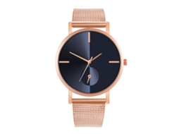 Reloj De Moda Para Parejas Con Correa De Malla Dial Redondo Cuarzo 7