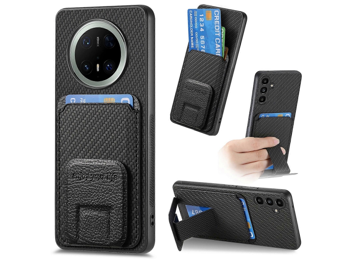 Capa De Celular Dobrável Com Suporte Para Cartão De Fibra De Carbono