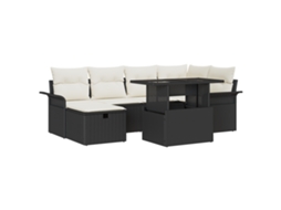 Conjunto 7 Conjunto De Sofá Modular Vidaxl Preto Vime Pe (100 X 55 X 73 Cm)