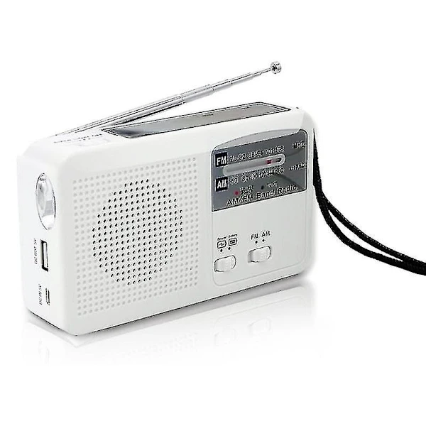 Rádio de Emergência com Energia Solar, Manivela, Autossuficiente, Carregador USB, AM/FM, Lanterna Led AQUAFORGE