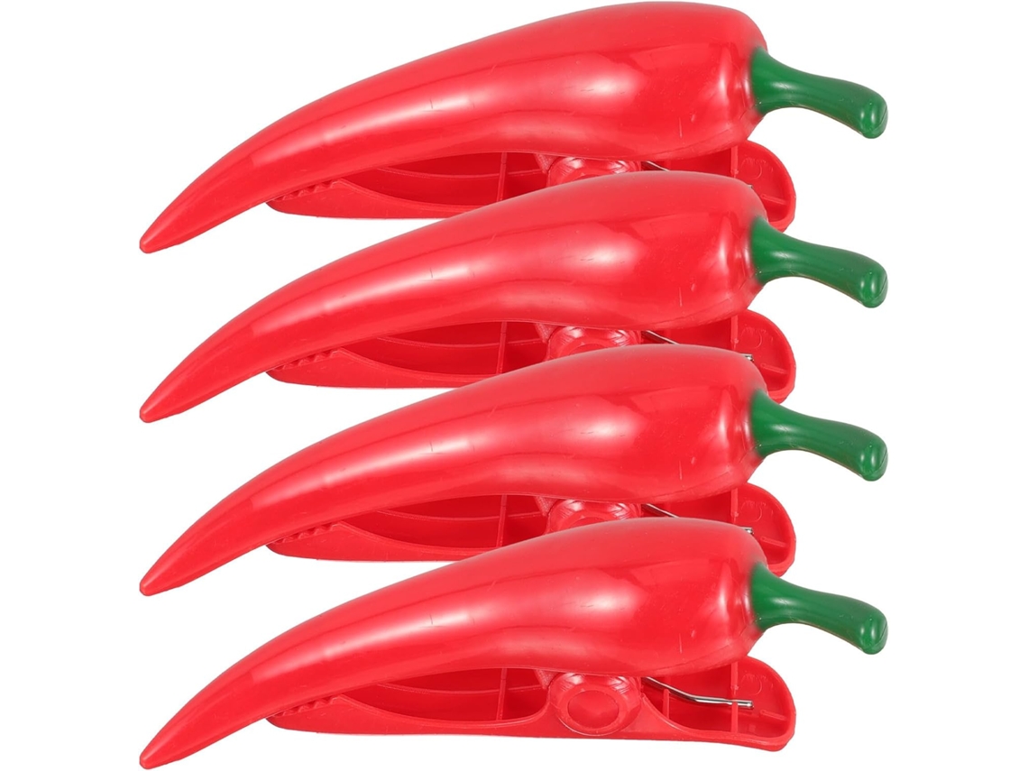 Conjunto De 4 Prendedores Toalha Praia Sewacc, Leves E Em Abs, Com Estampa De Pimenta Vermelha, Ideais Para Fixar