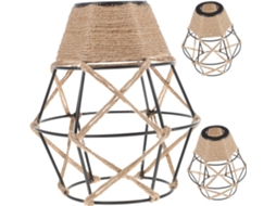 Conjunto De 3 Peças De Cúpulas Suspensas Com Corda E Design Boêmio Trançado Para Luminárias.
