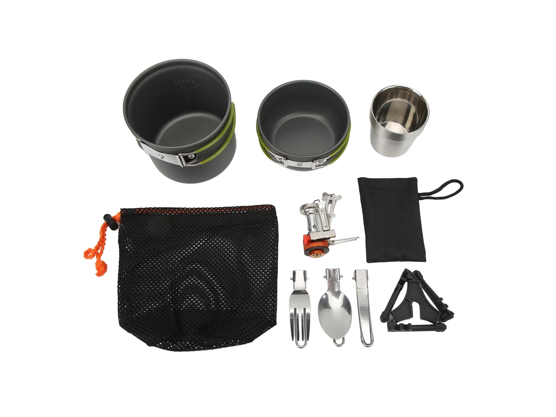 Conjunto de Panelas de Camping com Fogão Portátil