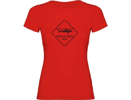 T-shirt para Mulher KRUSKIS Surf At Own Risk Vermelho para Outdoor (S)