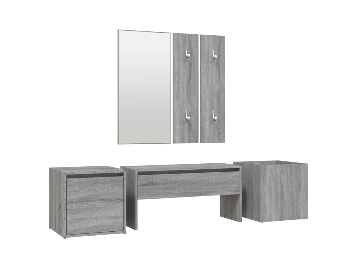 Conjunto de Móveis de Corredor de Madeira Sonoma Cinza MAISON EXCLUSIVE