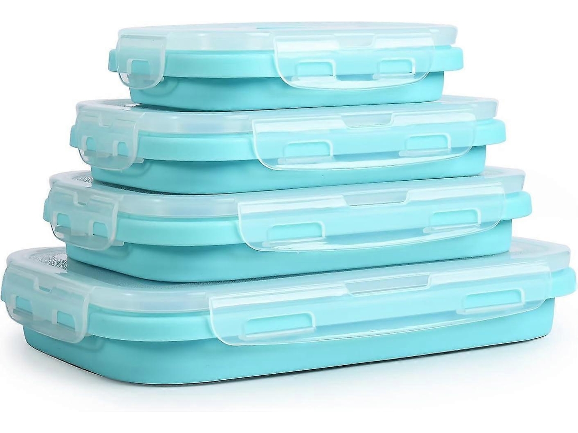 Recipiente Hermético, Em Silicone, Dobrável, Livre De Bpa, Com Tampa, Para Lanches, Adequado A Camping