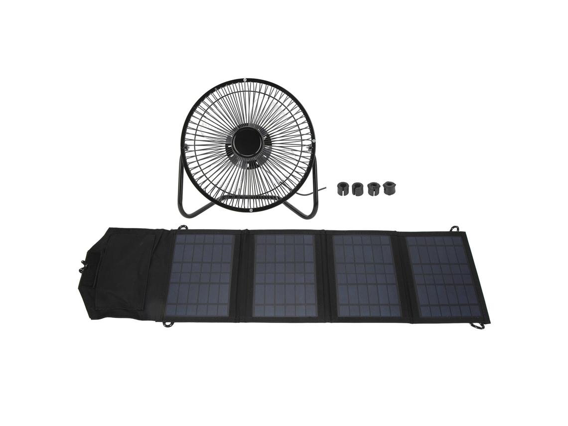 Ventilador Portátil Com Painel Solar De 14w E 8 Polegadas Carregamento Duplo Usb