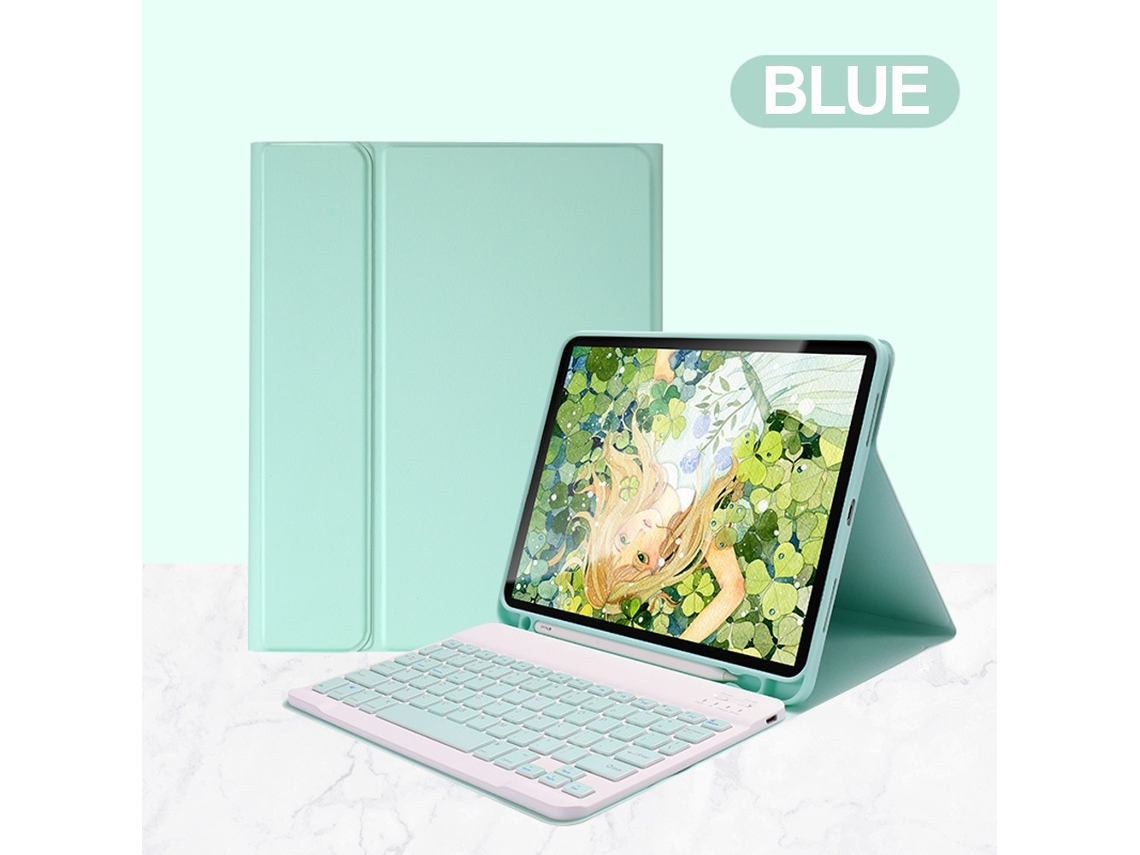 Capa Com Teclado Bluetooth Em Couro Compatível Com Ipad Mini 1/2/3/4/5 De 7,9", Mouse, Cor Azul