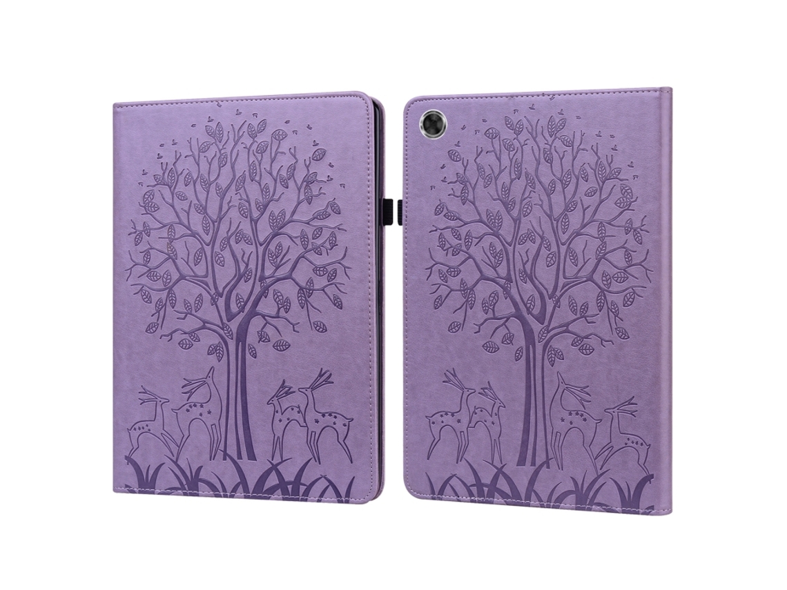 Capa De Couro Pu Flip‑horizontal Halinuia Com Gravado De Árvore E Veado, Suporte E Ranhuras De Cartão, Para Lenovo Tab M8 8505x