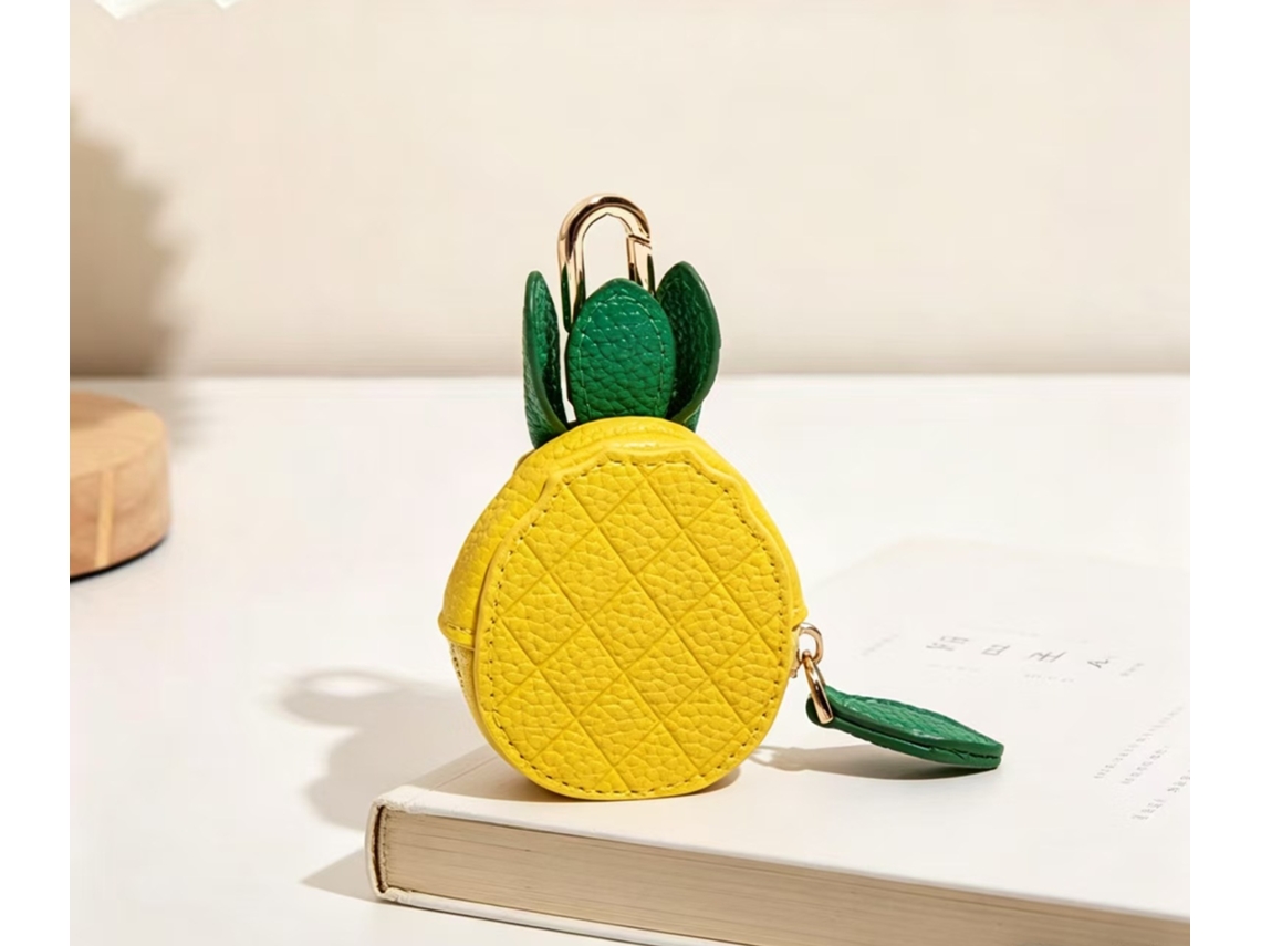Porta moedas fruta ananás, 6x6x2,5cm