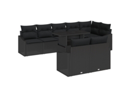 Conjunto 9 Conjunto De Sofá De Jardim Vidaxl Preto Vime Pe (100 X 55 X 73 Cm)