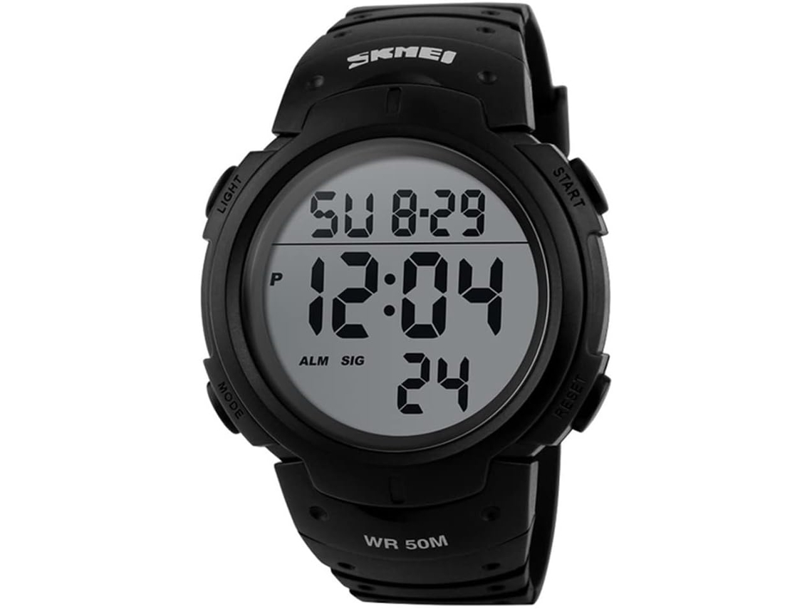 Lurelia Relógio Digital Masculino, Visor Digital, Alarme, 15 Mm, Resistente À Água 50m