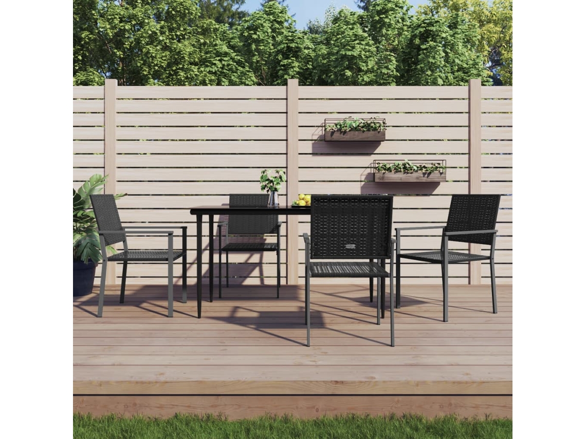 Vidaxl 5 Pcs Conjunto De Jantar P/ Jardim Vime Pe E Aço