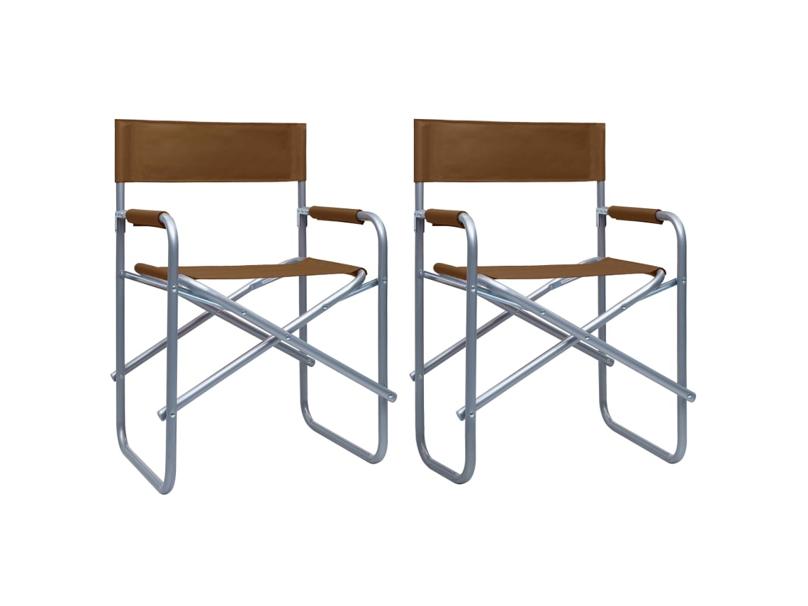 Vidaxl Cadeiras De Realizador 2 Pcs Aço Castanho