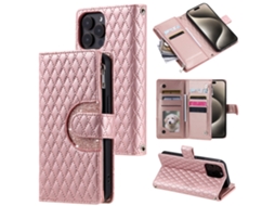 Capa Pega Para Iphone 14 Pro Max Pele Sintética Anti-choque Rosa
