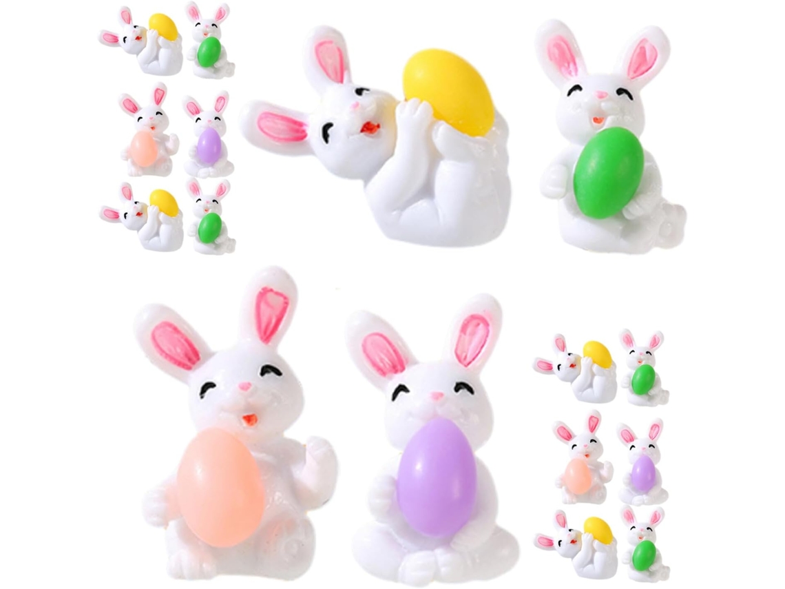 Conjunto 20 Estatuetas Coelhos Páscoa Resina Leves Artísticas Perfeitas Decoração Jardim Atividades Filhos GOKOCO