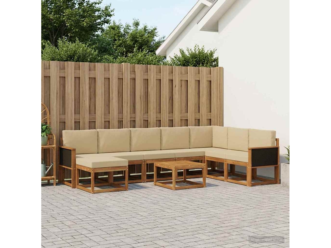 Vidaxl Conjunto De Sofás Para Exterior 9 Pcs Natural E Bege