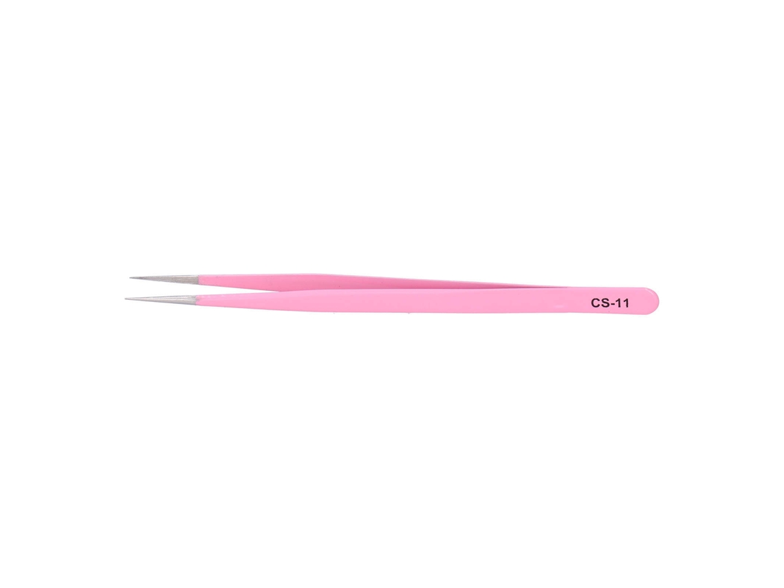 Pinça De Grafting De Cílios Antiestática Aço Inoxidável Para Extensão De Cílios Rosa Cs-11