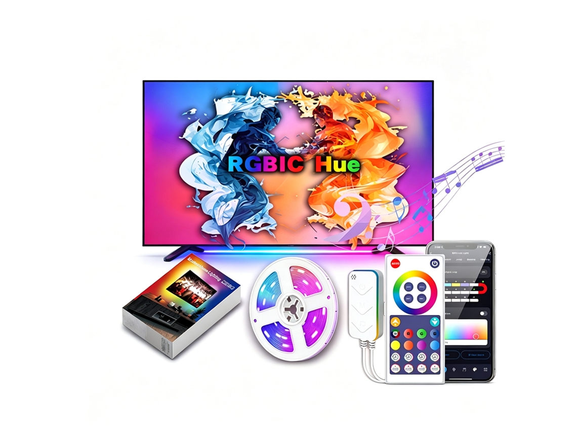 Faixa de Luz Led Usb Wifi Smart Monitor Backlight e Controlador 5m OHPA Lxkd05860 80 Polegadas