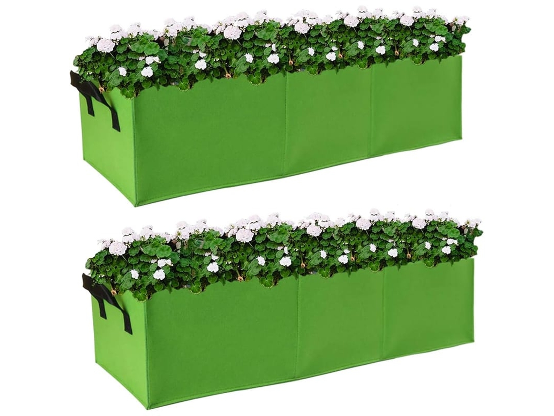 Sacolas De Crescimento De Plantas, Cama De Plantação Retangular De Têxtil Para Legumes E Flores Ao Ar Livre Verde