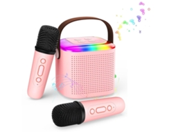 Mini Máquina De Karaokê Para Crianças E Adultos Com Alto Falante Bluetooth 5.3 Portátil, Máquina De Karaokê Com 2 Microfones Sem F Aquaforge