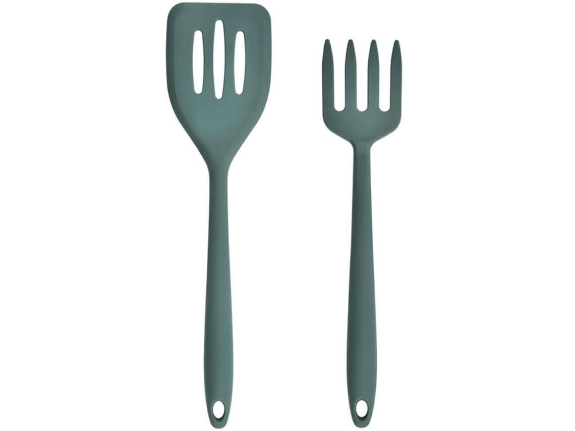 Espátula De Silicone Verde-escura De 2 Peças Para Wok
